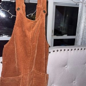 Burnt orange corduroy Abercrombie overall dress